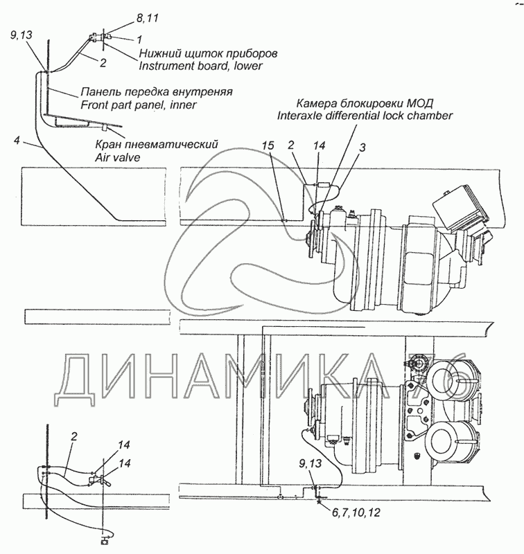 Схема межосевого дифференциала камаз